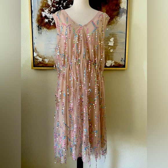 Southern Fried Chics Dresses & Skirts - Southern fried chics sparkly fringed sequined dress size XXL NWOT